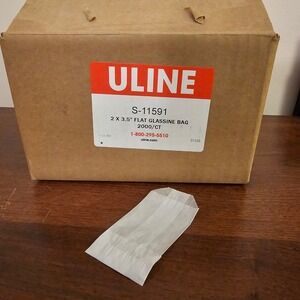 Uline S 11591 2 x 3.5 Flat Glassine Bags 2000 Count White Samples Retail